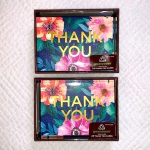 NWT TWO Boxes of 24 Greenroom Recycled Thank You Cards + Envelopes, 48 Total